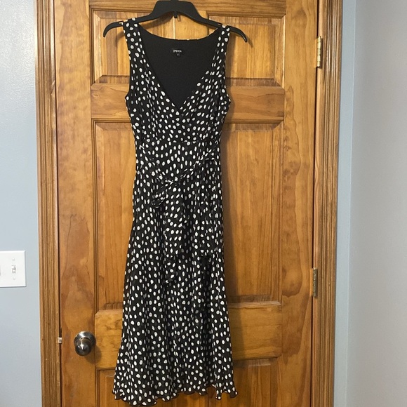 Polkadot Black and white faux wrap dress size 12 - Picture 3 of 5